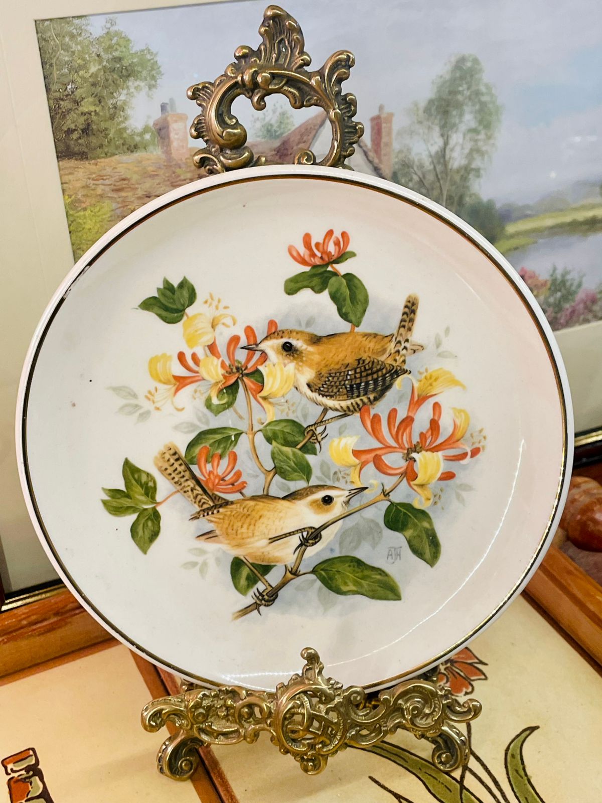 Bird Plate, Birds of the Hedgerow, Wren Plate, English Pottery, Vintage Plate Decor, Nature Wall Art, Cottagecore Decor, Floral Plate, A.J. Heritage, Made in England, Display Plate, Curio Collection, Collectible Pottery