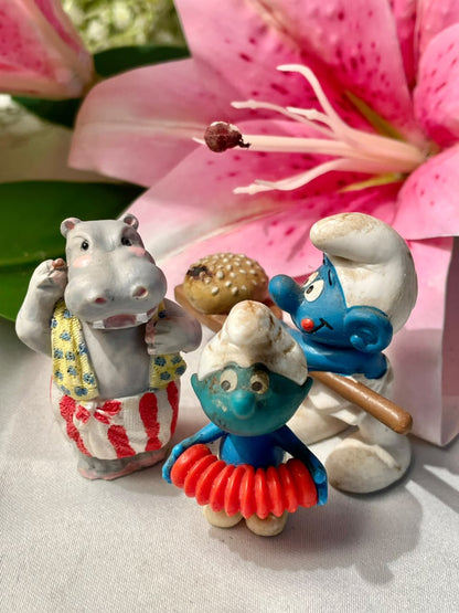 Mini Character Figurine Set – Hippo Chef & Blue Figures, 3 Piece