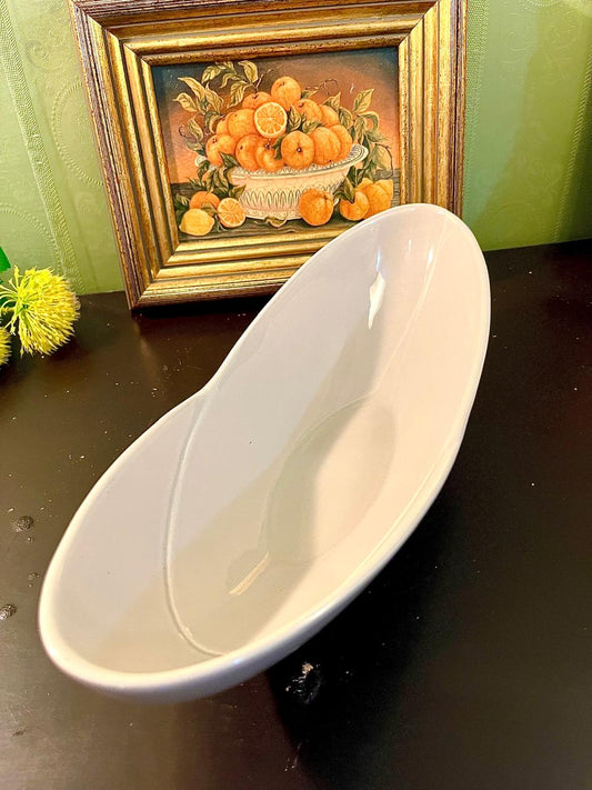 Vintage White Porcelain Deep Leaf Serving Dish 34 cm