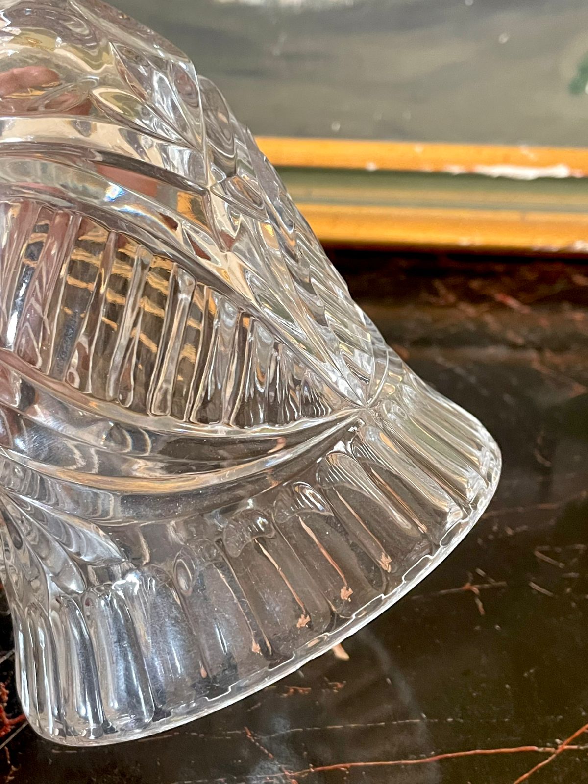 Vintage Crystal Cut Glass Bell – Star of David Pattern (Heavy Glass)