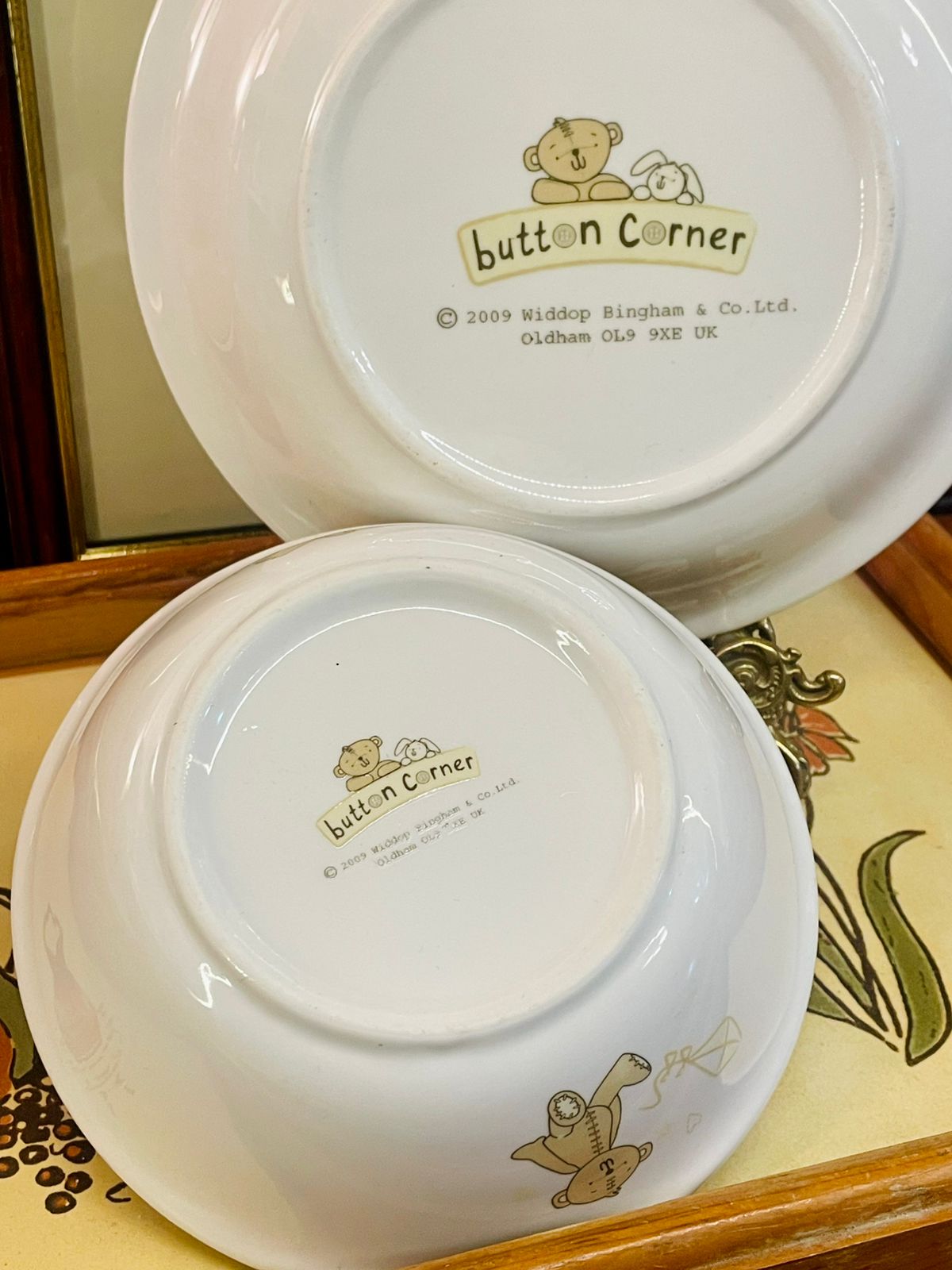 Button Corner Kids Plate & Bowl Set – Teddy & Bunny Design