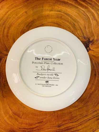 Vintage Badger Plate Forest Year June Ferns Porcelain 1983
