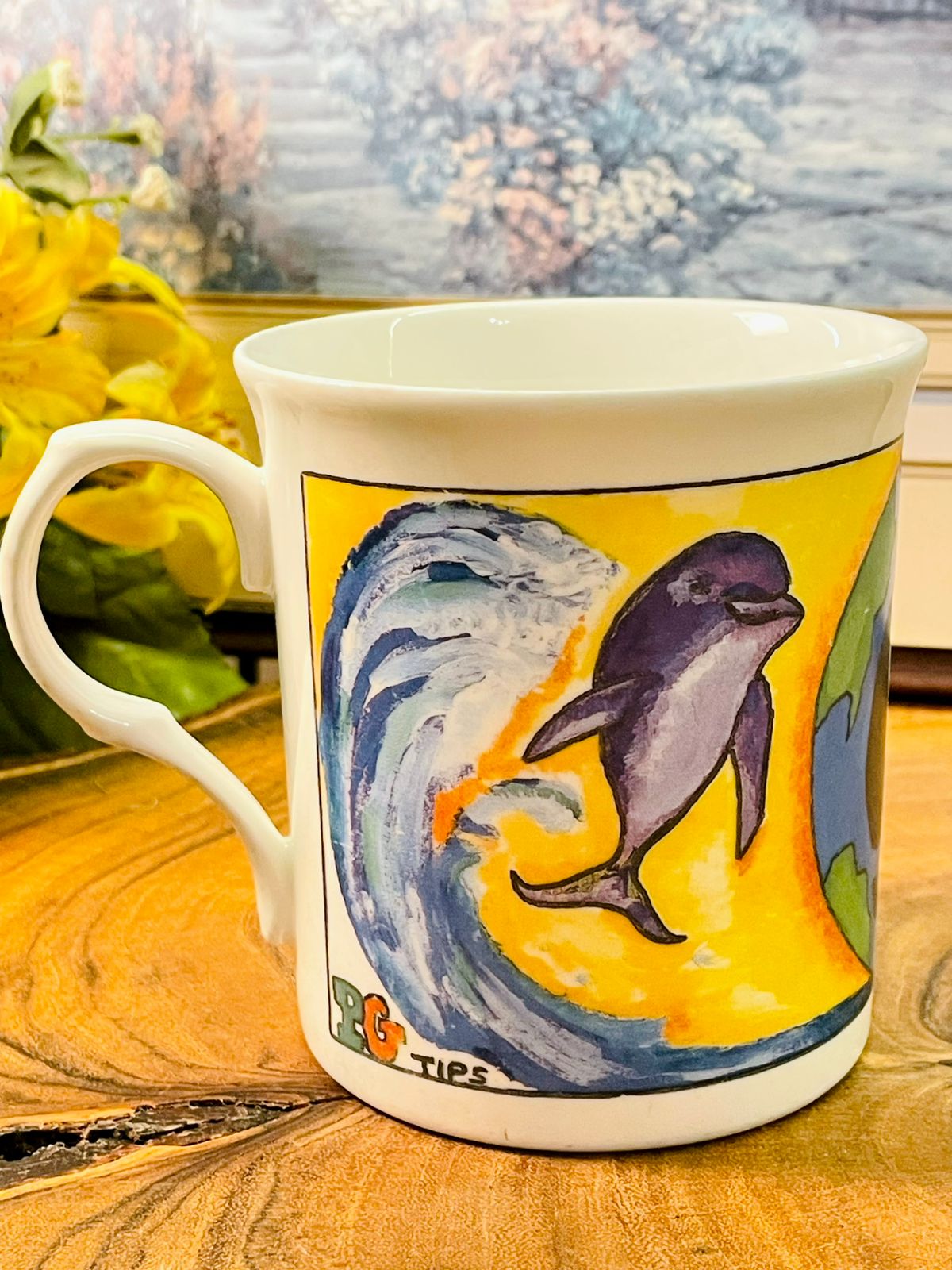 WWF Dolphin & Panda Vintage Mug | Sally Dodd Art Cup
