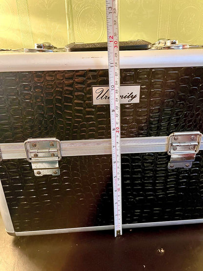 Vanity Black Croc-Effect Makeup Train Case Organizer