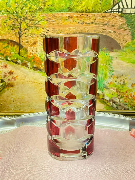 Luminarc Rubis Red Glass Vase – 1970s French Ruby Vintage Decor Piece