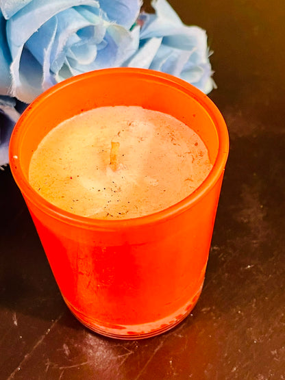 Orange Frosted Crystal Scented Candle – Decorative Votive 8cm