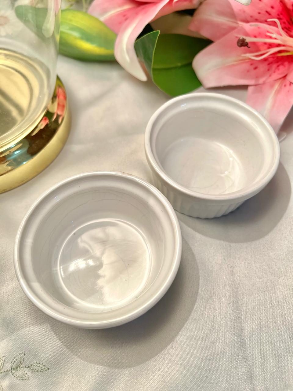White Oven-Safe Ramekin Bowls – 2 Piece, Approx. 8 cm