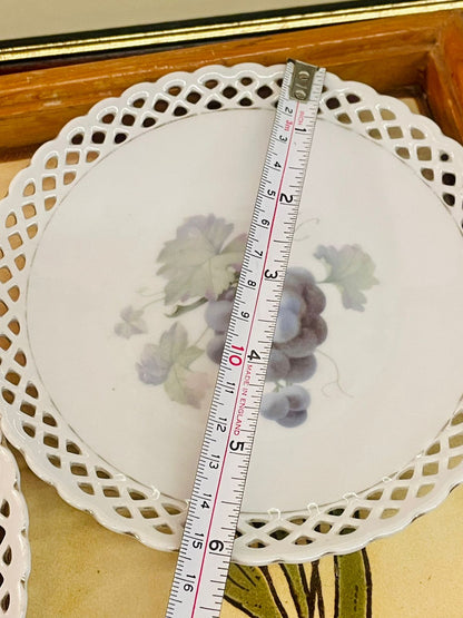 Set of 2 Decorative Plates, Cutwork, Thun Germany Pierced Lace Fruit Plates