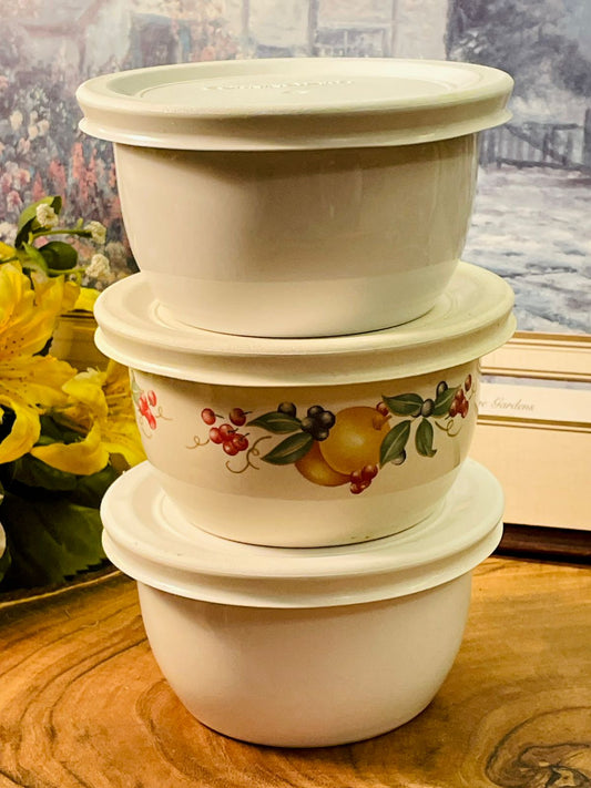 Vintage Corelle Coordinates Stoneware Bowls with Lids