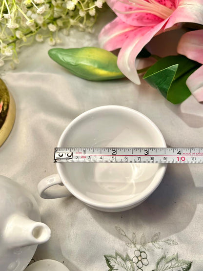 White Ceramic Stackable Tea for One Set – 2 Pieces, 5 Inch