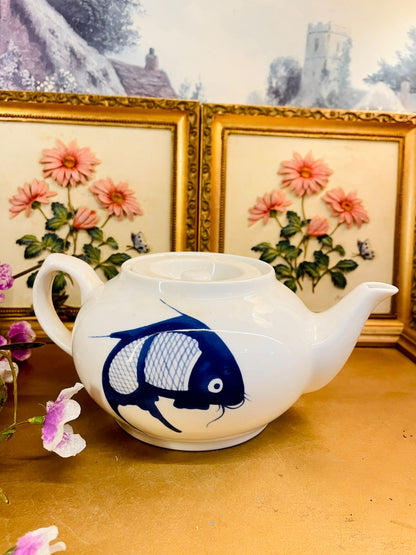 Cameo China Fish Ceramic Teapot