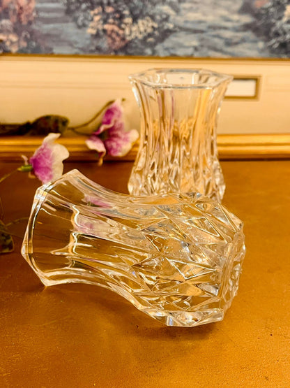 Vintage Cut Glass Mini Vases – Crystal Style Pair