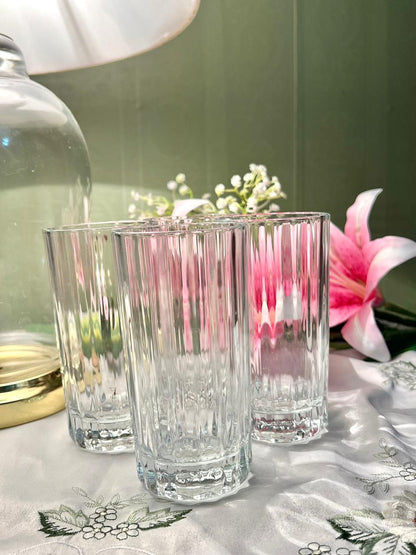 Set of 4 Ribbed Clear Crystal Glass – Approx. 5 Inch