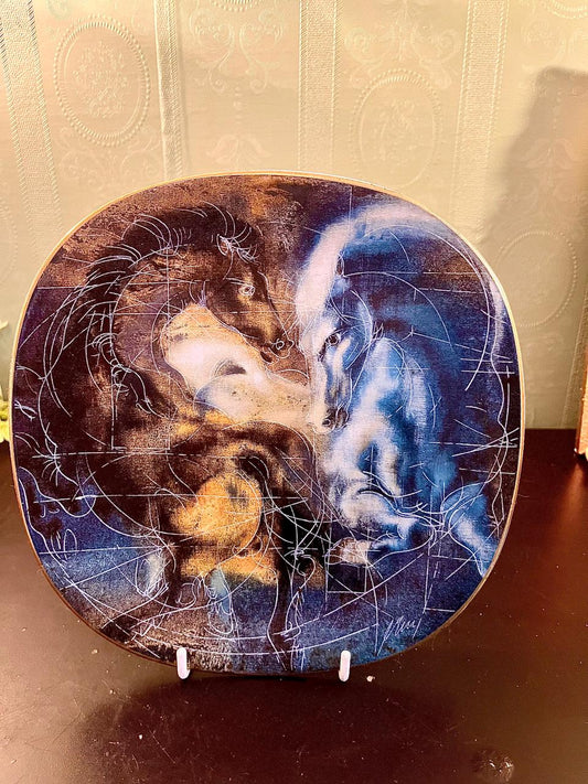 Vintage Abstract Horse Decorative Plate 10 Inch