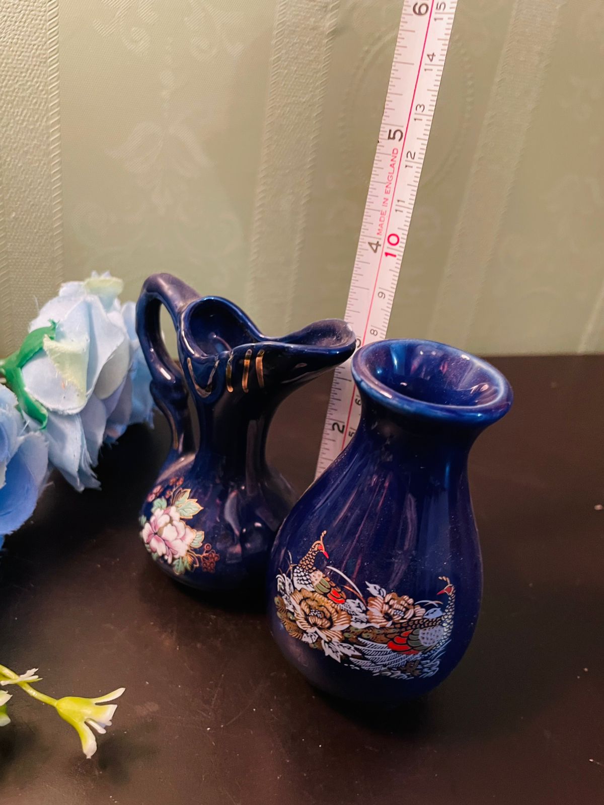 Vintage Cobalt Blue Mini Vase & Pitcher Set
