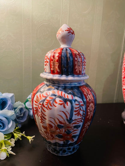 RARE FIND Vintage Imari Style Ginger Jar & Porcelain Lamp Set