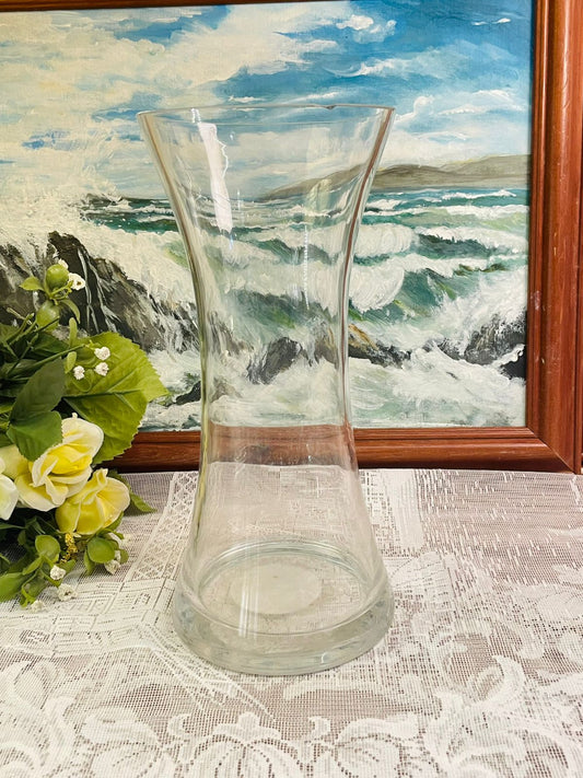 Tall Clear Glass Flared Vase Vintage Home Decor