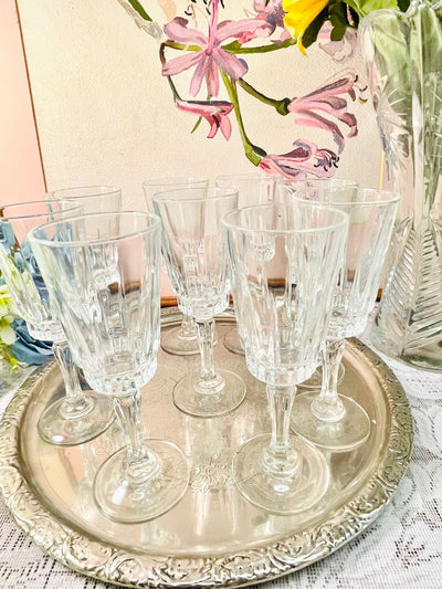 Vintage Cut Crystal Wine Glasses Set of 8, France