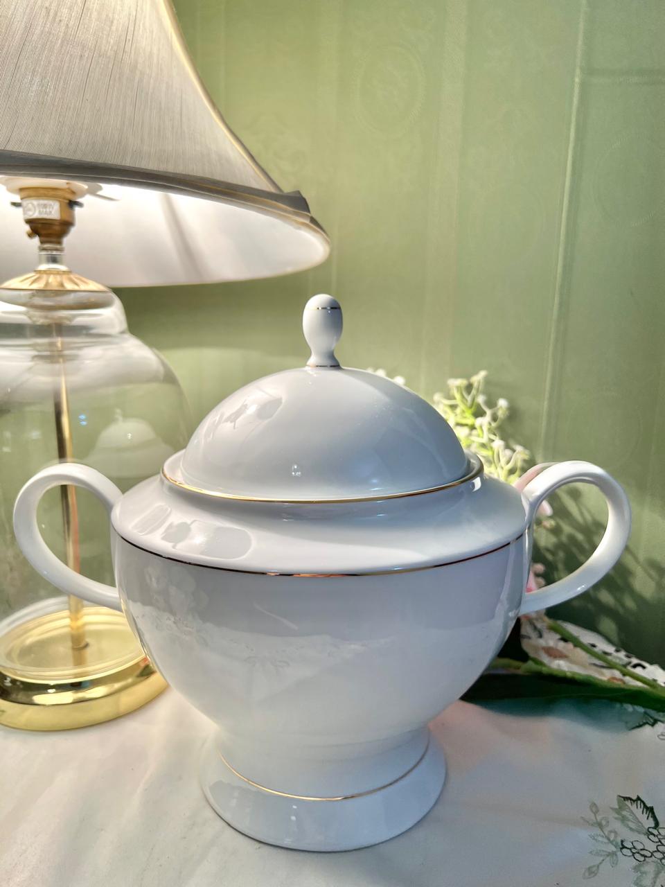 Excelsior Fine Porcelain White Gold Lidded Soup Tureen 23cm