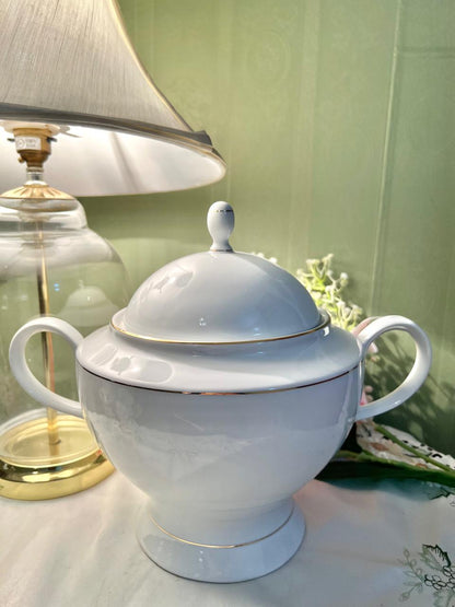 Excelsior Fine Porcelain White Gold Lidded Soup Tureen 23cm