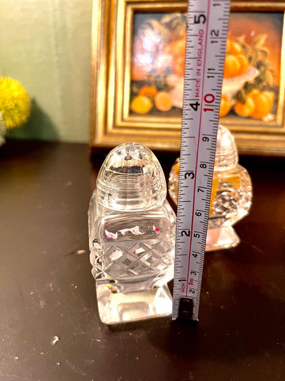 Vintage Cut Glass Salt & Pepper Shaker Set 4 Inch – Set of 2