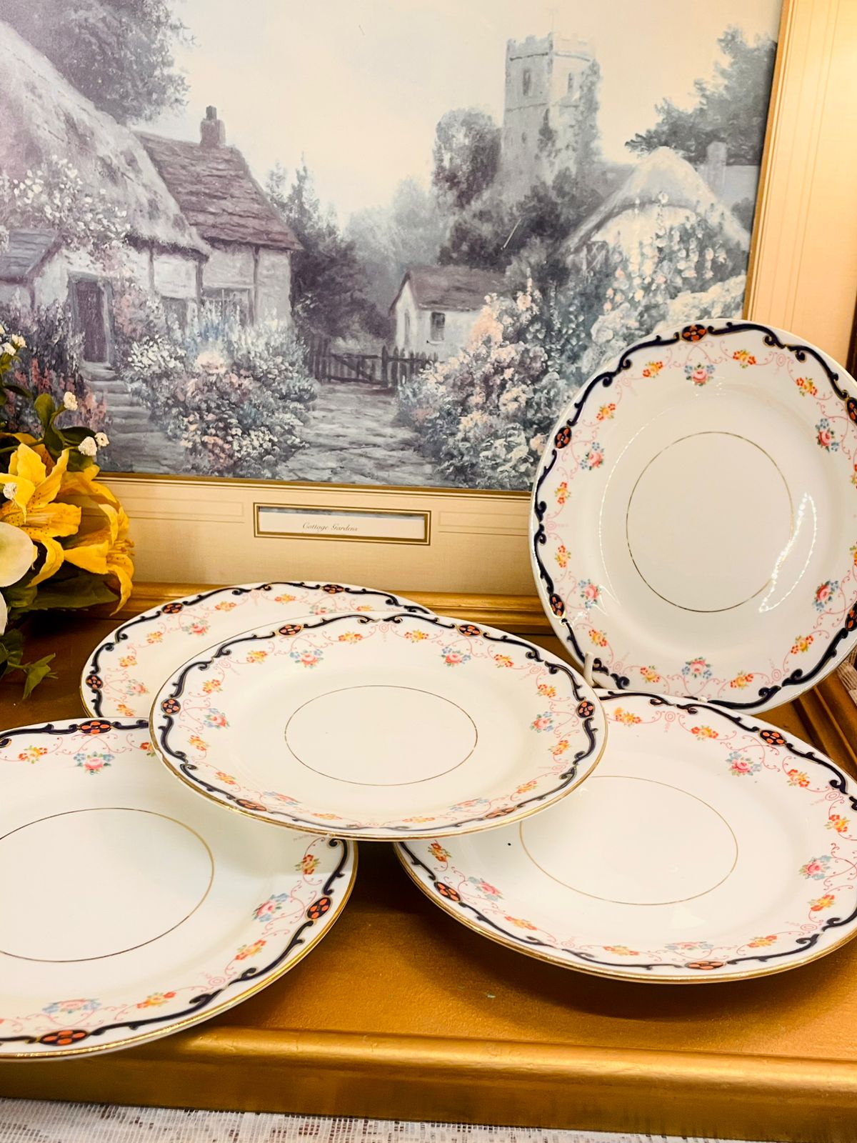 Vintage Phoenix Floral Plate Set of 5 - Plates