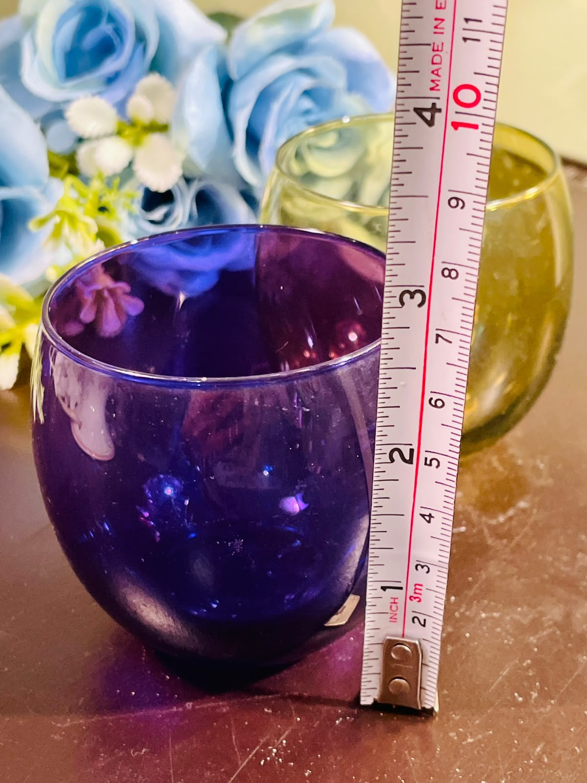 Vintage Purple Crystal Candle Holder / Votive Holder – 8cm