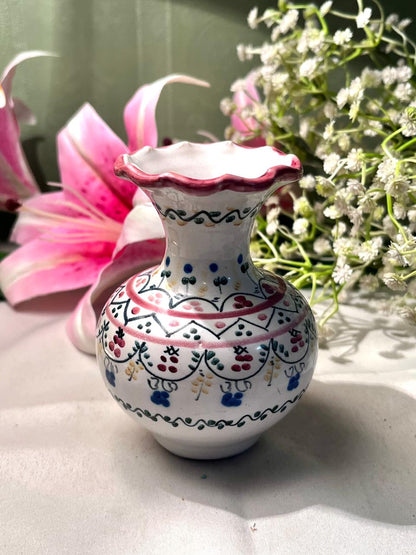 Hand Painted Ceramic Floral Bud Vase Multicolour 4.25 Inch
