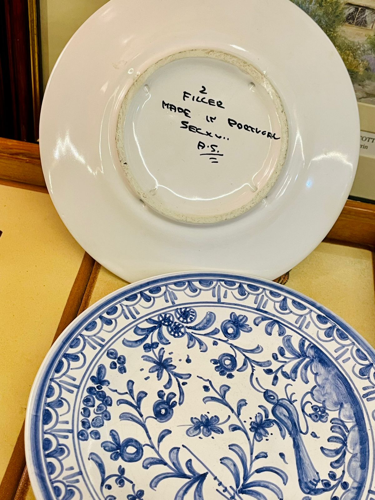 Set of 2 Hand-Painted Portugal Blue & White Decorative Plate – 15cm – Wall Display