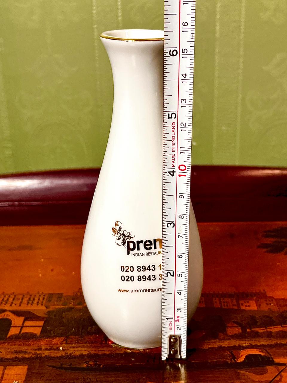 Monno Supreme Porcelain Bud Vase 6 Inch | White Gold Rim Vase