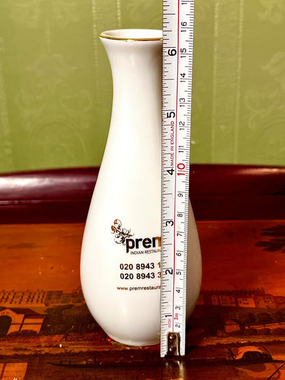 Monno Supreme Porcelain Bud Vase 6 Inch | White Gold Rim Vase