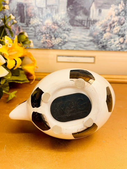 Vintage Ceramic Dog Money Box Black & White Coin Bank