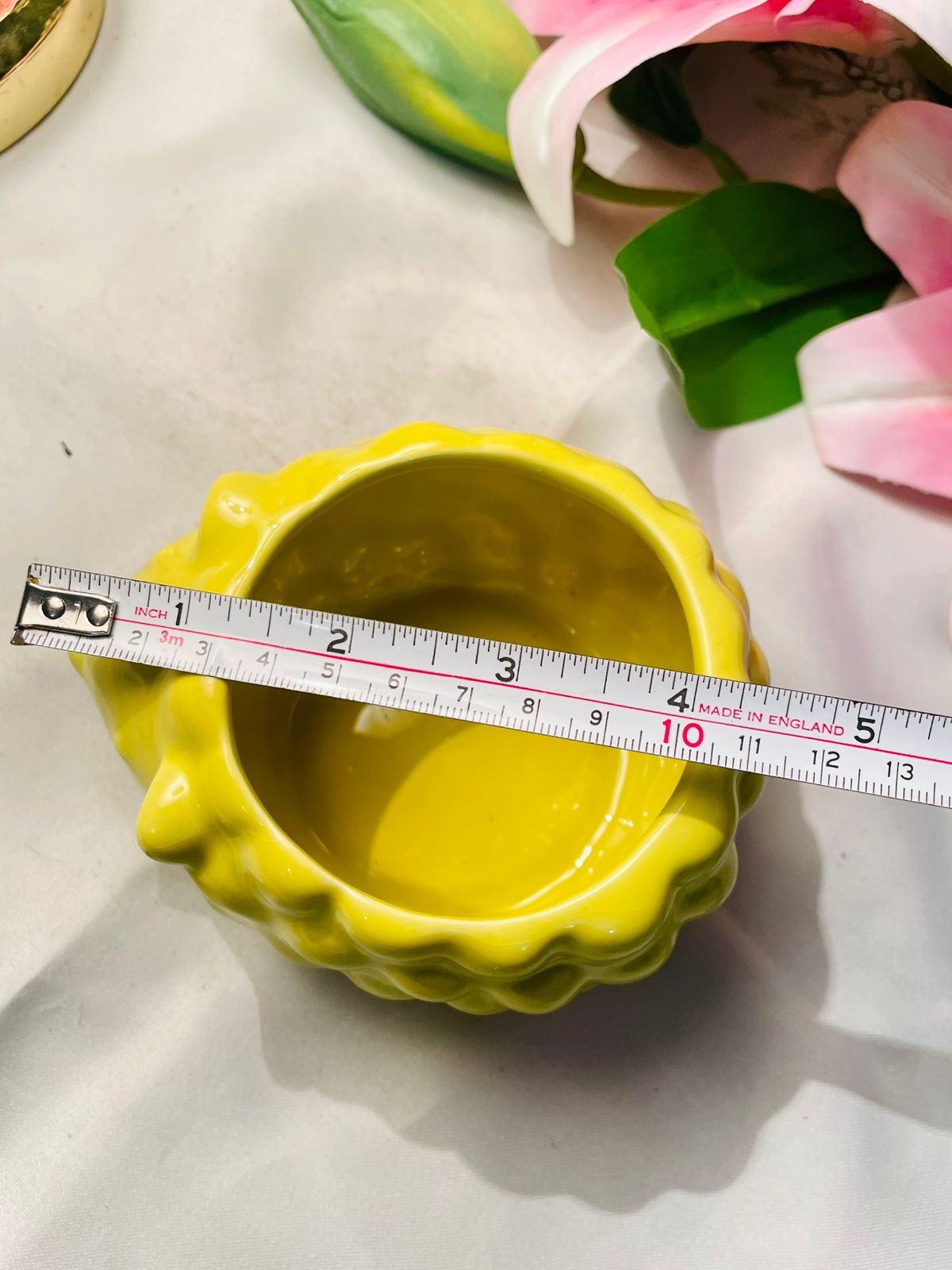 Lime Green Sculpted Ceramic Face Planter 4.5 in