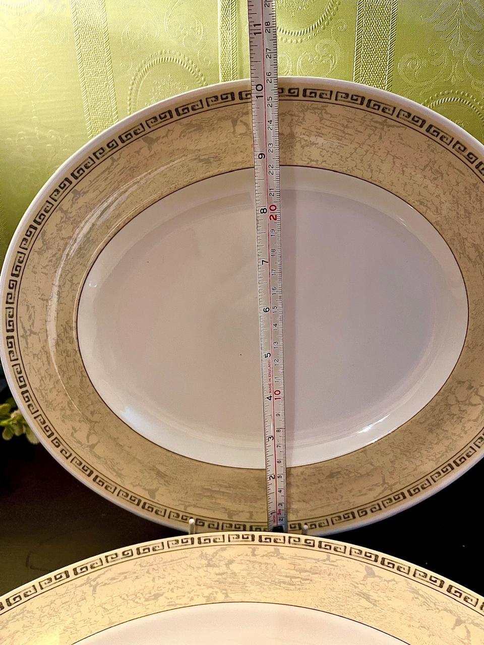 Vintage Johnson bro Greek Key Gold Rim Serving platter  25 cm