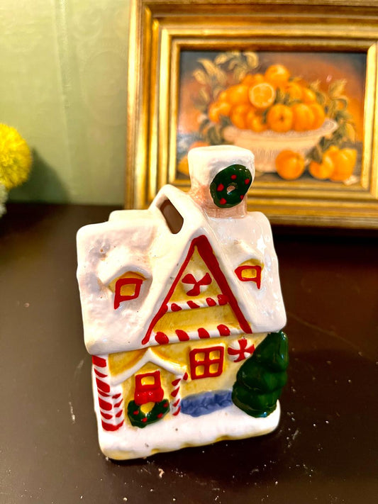 4 Inch Ceramic Christmas Village House Money box  – Vintage Holiday Décor