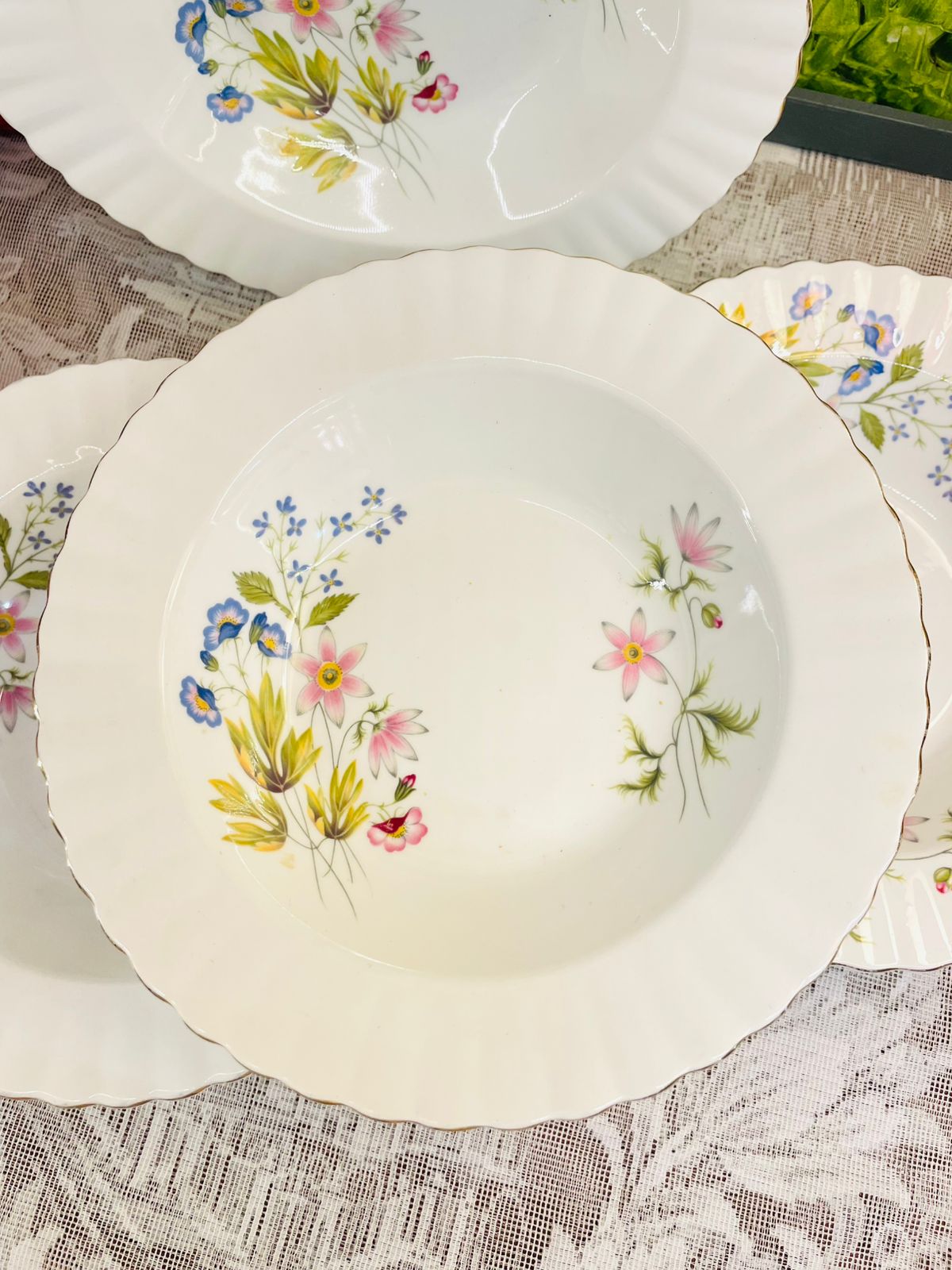 Richmond Wild Anemone Bone China Vintage  Deep Plate Set of 4