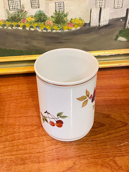 Royal Worcester Evesham Gold Utensil Holder – Vintage English Porcelain Kitchen Vase