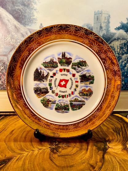 Vintage Switzerland Souvenir Plate Scenic Cities Suisse