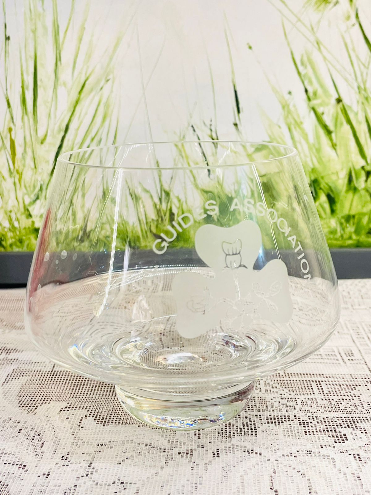 Vintage Etched Dental Association Brandy Glass
