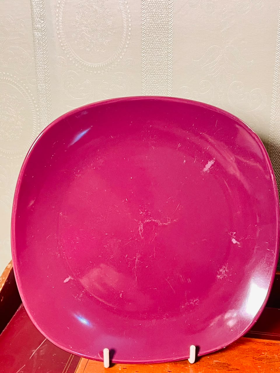Dunelm Magenta Pink Square Ceramic Plates 8 Inch – Set of 3