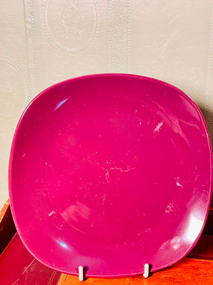 Dunelm Magenta Pink Square Ceramic Plates 8 Inch – Set of 3