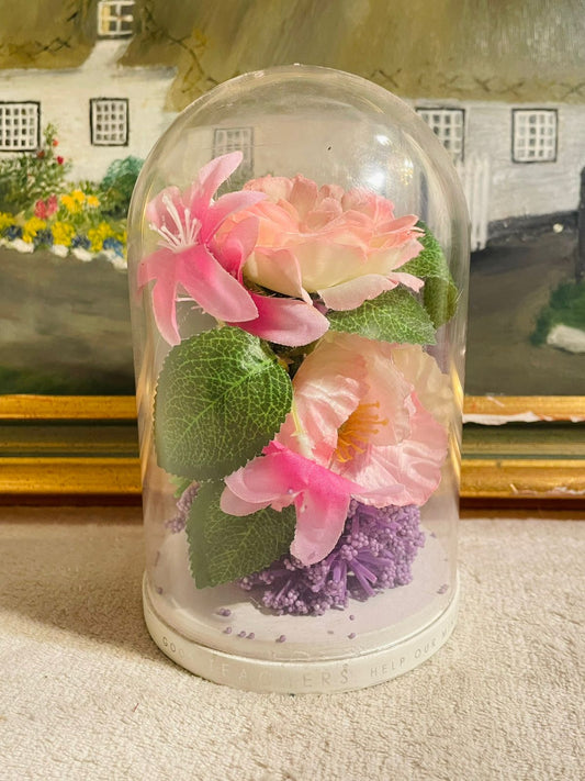 Clear Glass Round Cylinder Flower Dome – Elegant Decorative Display