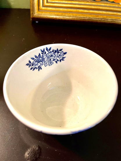 Vintage Blue & White English Cottage Ceramic Bowl – 5 Inch