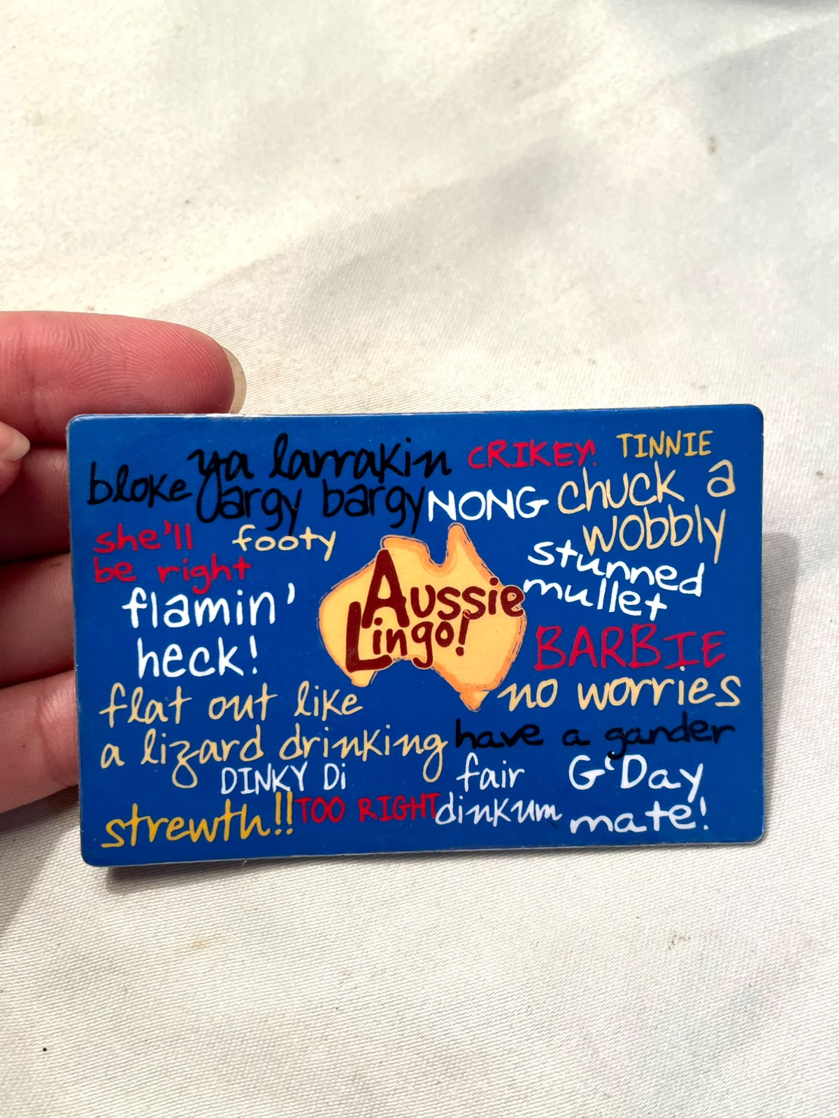 Aussie Lingo Souvenir Fridge Magnet – Blue 4 Inch