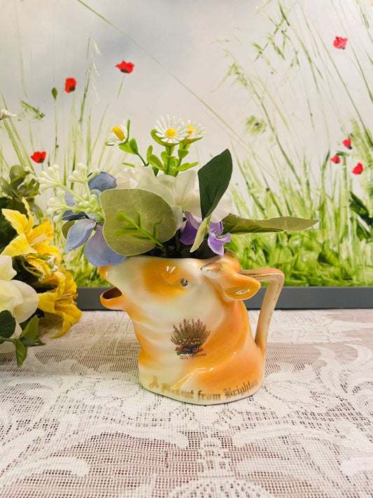 Vintage Cow Creamer Vase – Cottage Floral Decor