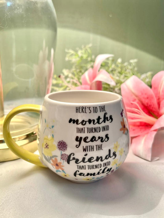 Next Floral Friendship Quote Mug with Yellow Handle – 4 Inches