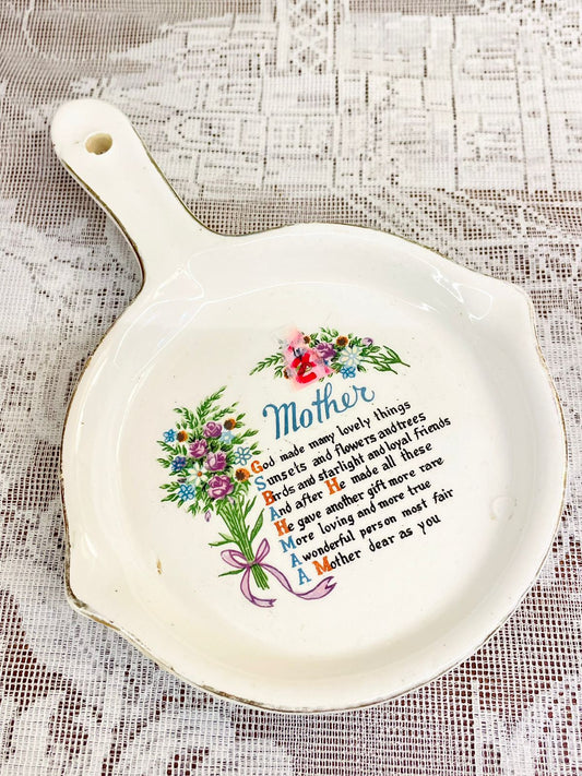 Vintage Mother Poem Ceramic Handled Dish or wall decor