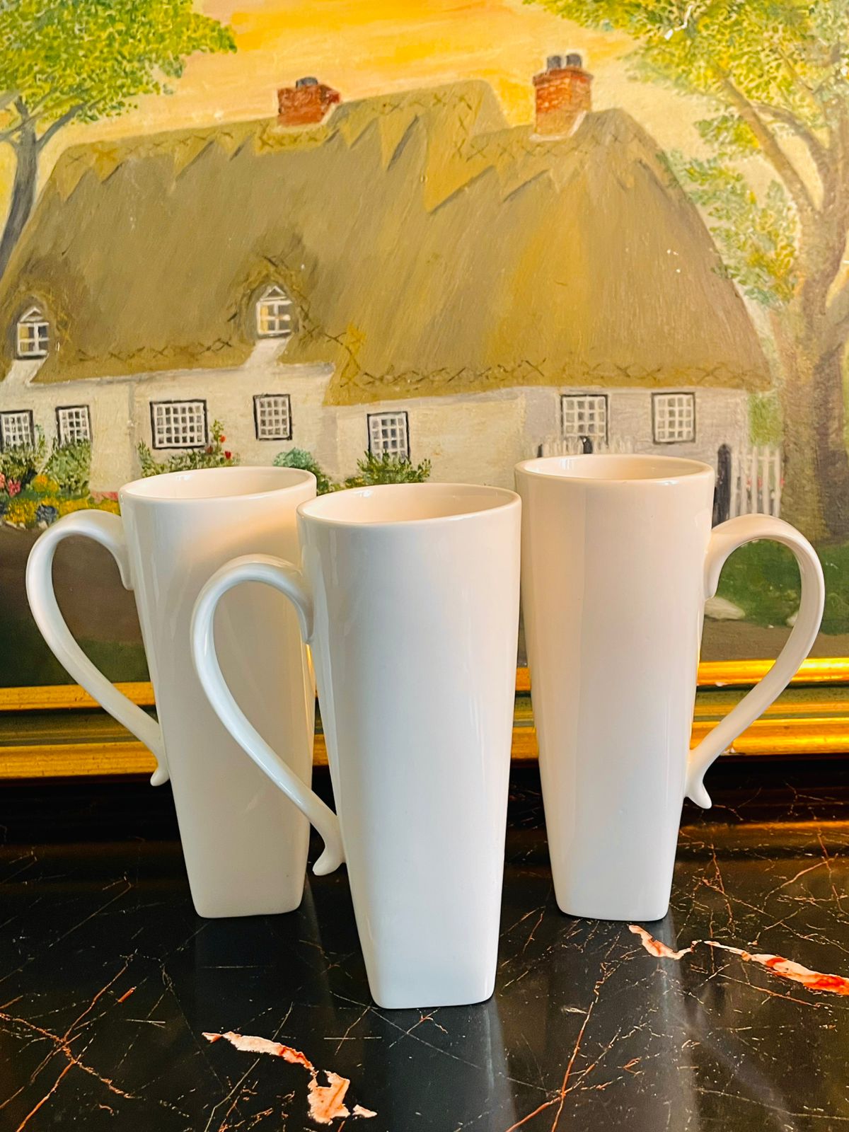 pausa mugs, tall coffee mugs, latte mug, modern white mugs, square base mug, minimalist dinnerware, tea mugs set, microwave safe mugs, coffee lover gifts, kitchen essentials