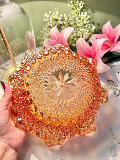 Amber Crystal Decorative Serving Bowl – 9 Inch