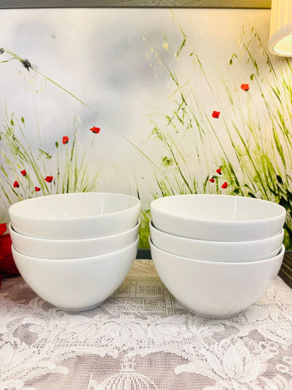 Vintage IKEA 365+ White Ceramic Bowls Set of 6